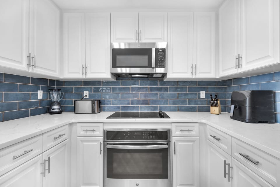 The kitchen has all you need with high-end furnishings