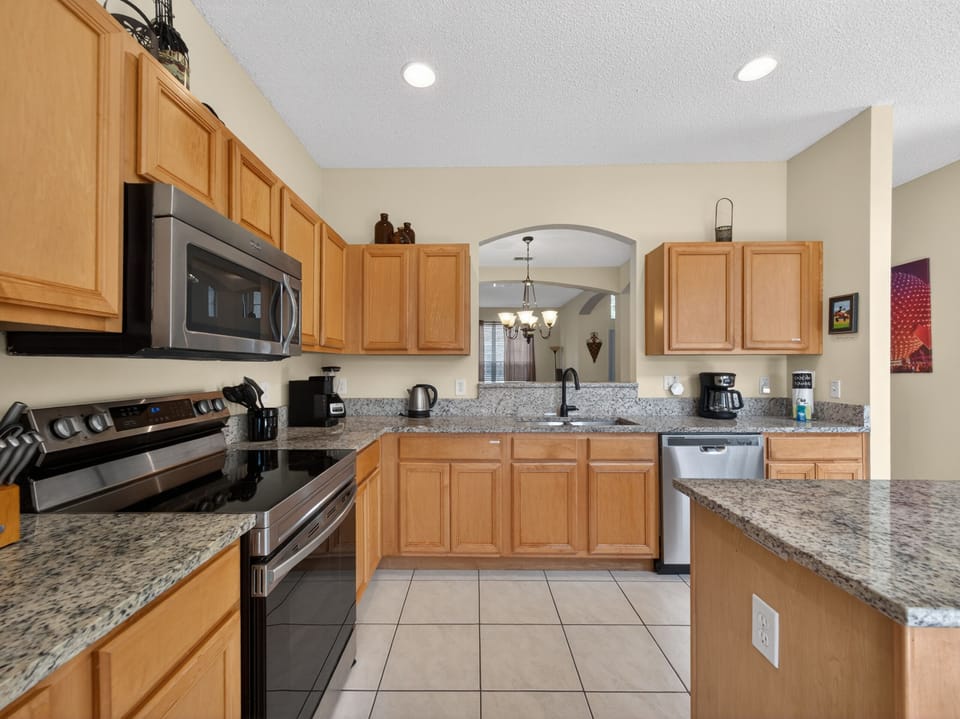 Full Size Kitchen with Coffee Maker, Dishwasher, Oven, Refrigerator and More!