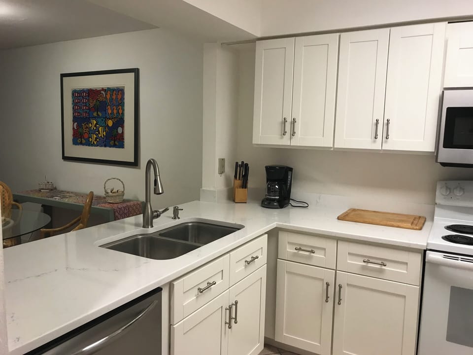 Dishwasher, Sink, Oven, and Microwave with a Garbage Disposal under the Sink 