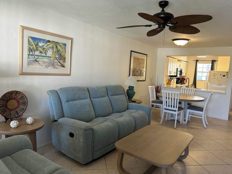 View from the Lanai towards Living Room, Dining area, and Kitchen