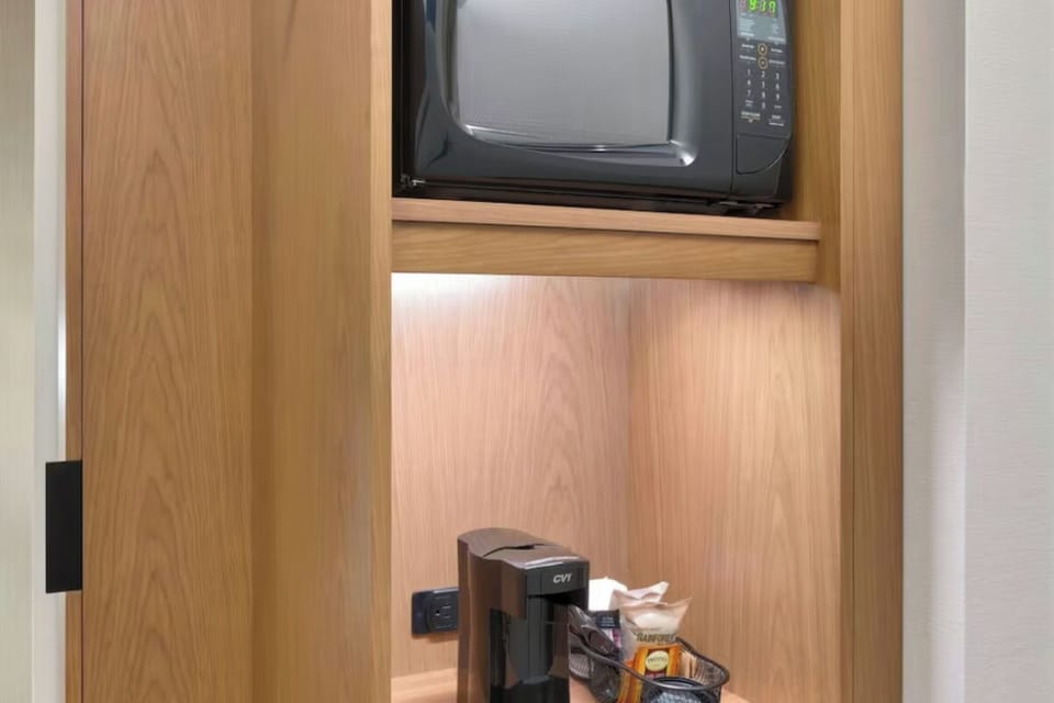 Start mornings with easy coffee and quick microwave meals.