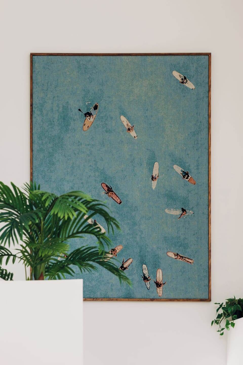 Custom art- Surfers in the ocean, hanging in the kitchen