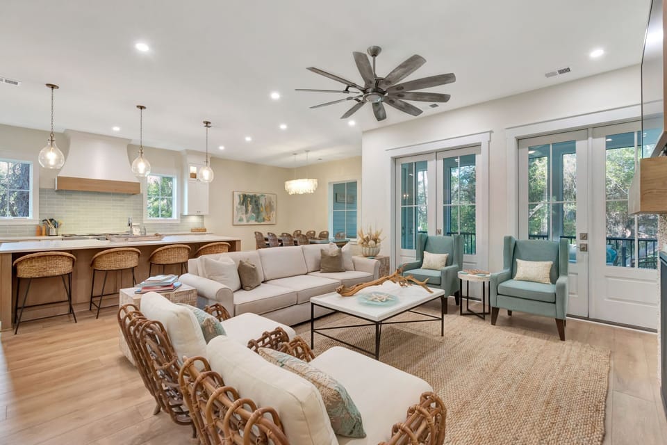 Enjoy this spacious family room open to the kitchen area.