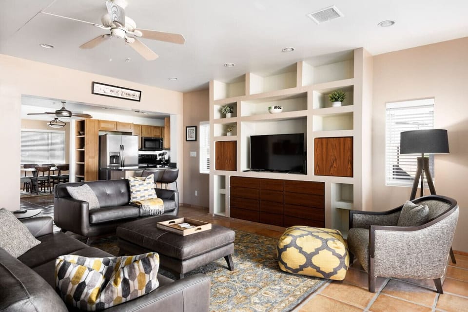 This open living area is the perfect spot to hang out and watch the game.