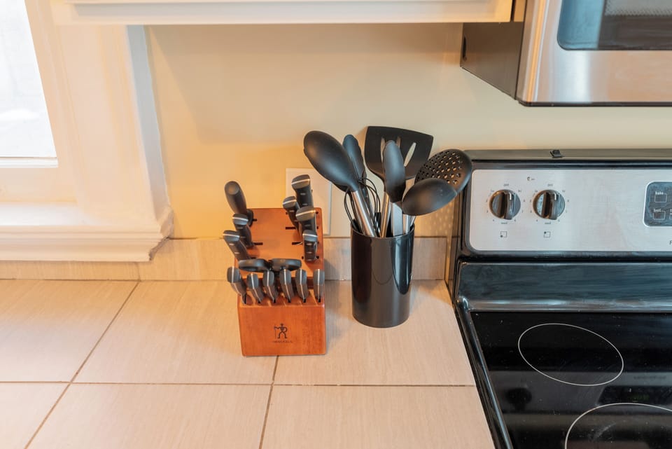 Previous guests were pleasantly surprised to find sharp knives and every tool needed for real cooking.