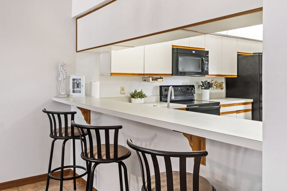 Breakfast bar seats three