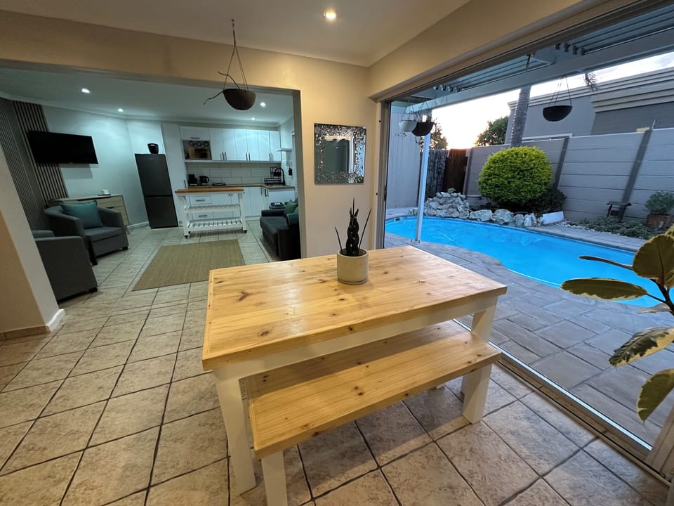 Indoor braai area with seating