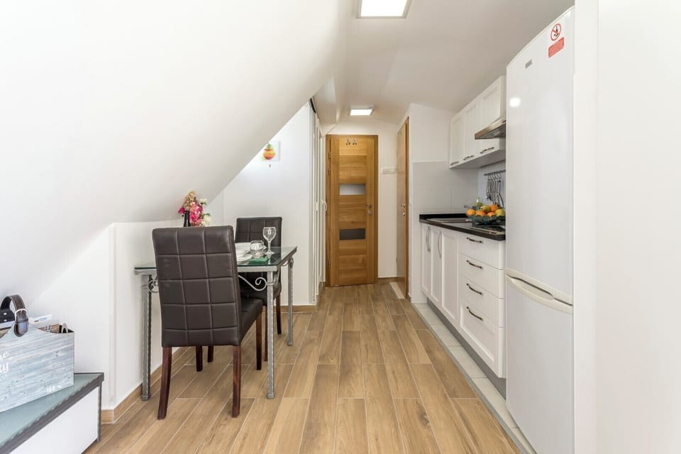 Dining area and kitchen.
