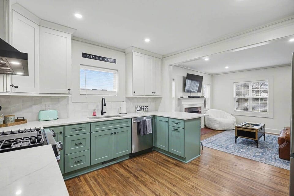 Inviting kitchen with intimate counter seating for two