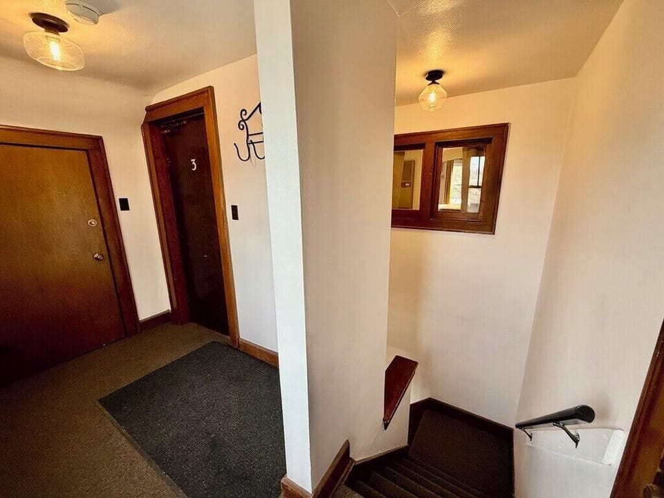 The Lofted Lounge is the entire top floor of the Middlesex Mansion, with a coat rack and shoe storage at the front door. Plus an extra storage closet with private access.