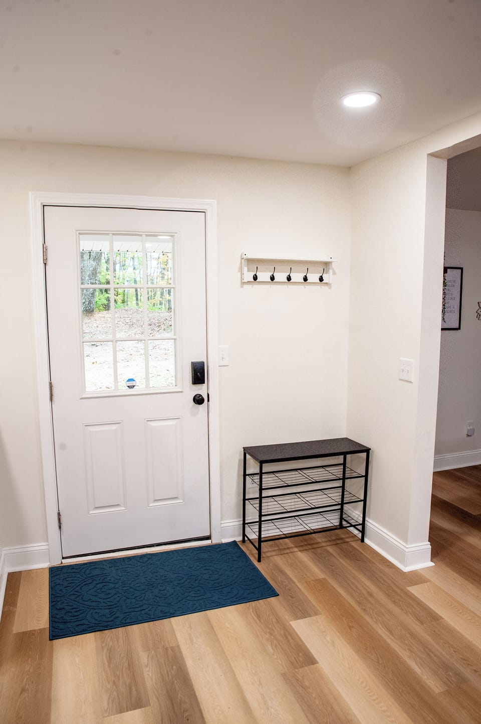 Entryway with shoe rack and coat hooks