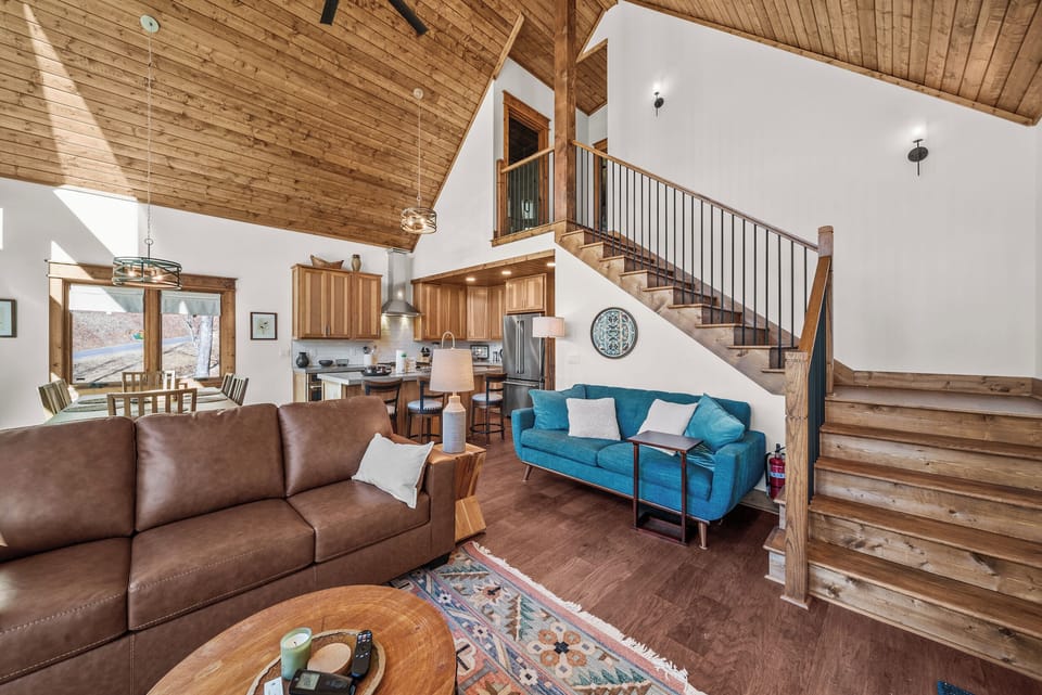 Open Main Level Floor Plan and Staircase to Upper Level