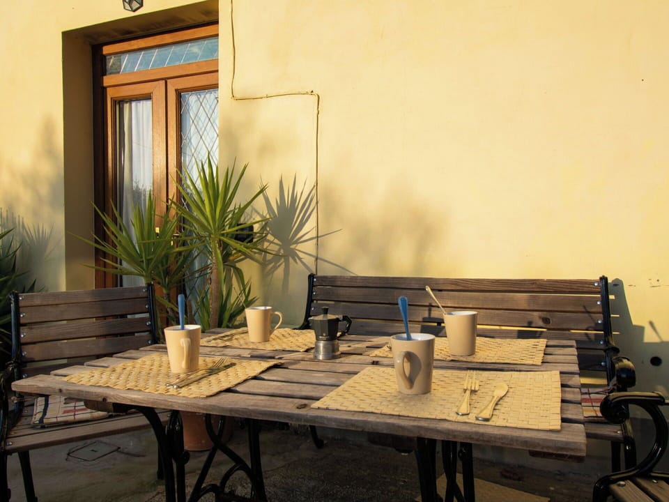 Furniture, Outdoor Furniture, Wood, Table, Chair, Outdoor Table, Kitchen & Dining Room Table, Flowerpot, Wood Stain, Hardwood