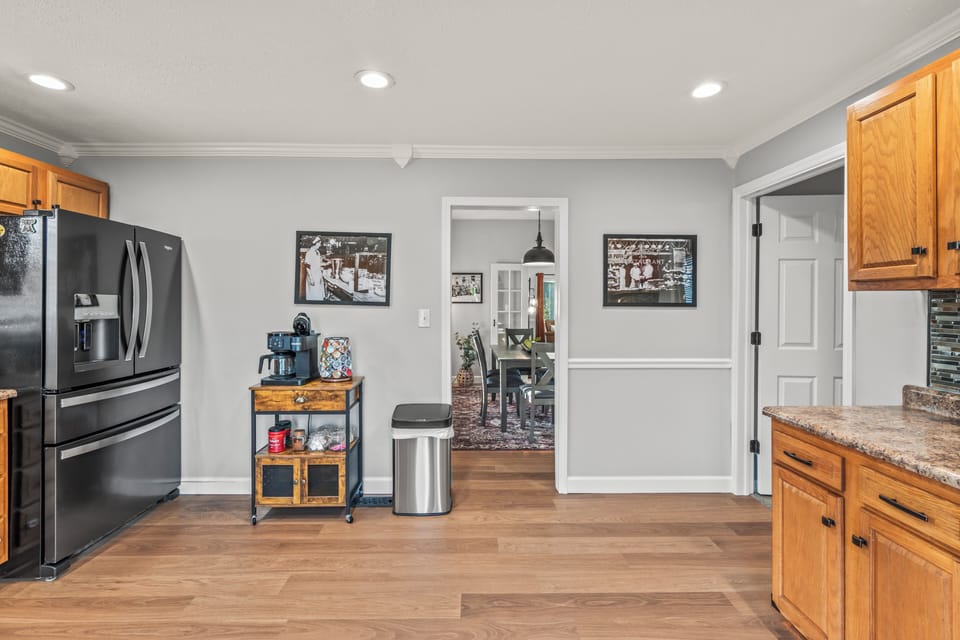 Coffee and tea stations included in your nightly rate. You will have everything you need in this kitchen!