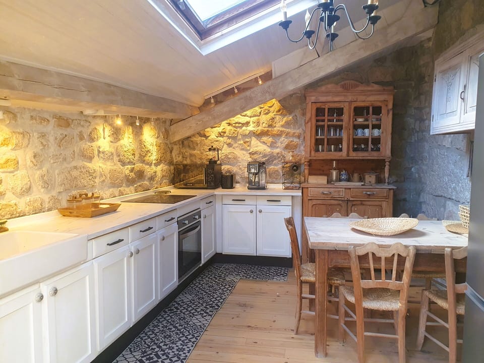 Well equipped kitchen with induction cook top. oven and dishwasher. 