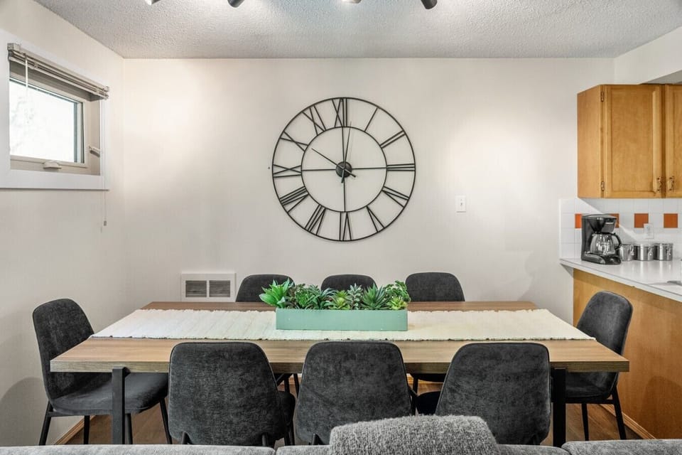 Dining area featuring comfortable seating for 8 guests.