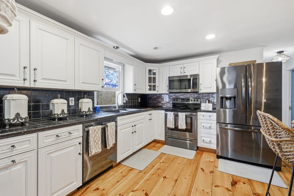 Kitchen with stainless steel appliances