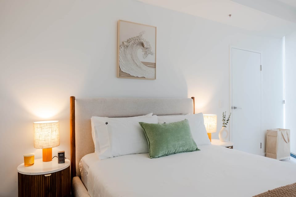 Minimalist colours and carefully chosen pieces create a calm, refined space.