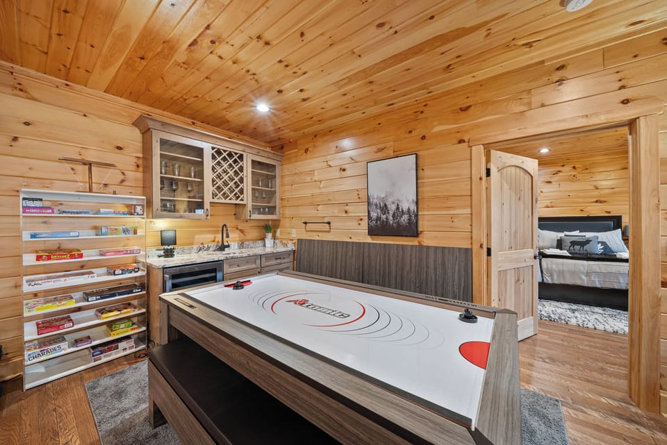 Drink Bar with Beverage Chiller and Multiple Board Games to Enjoy