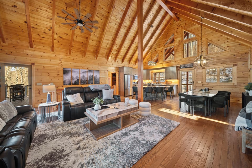Living Room Flows with the Kitchen and Dining