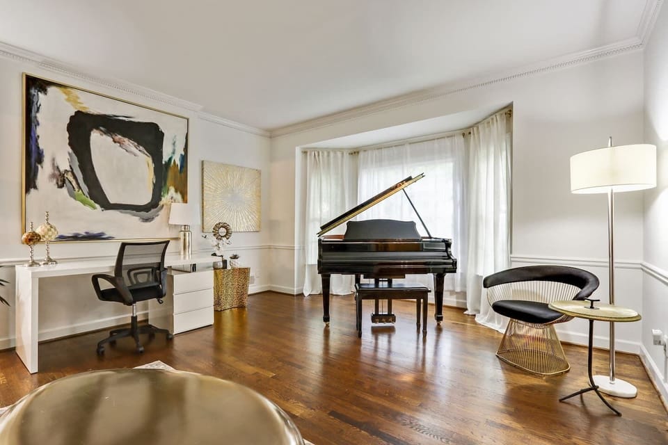 The piano adds warmth and character to your living area—enjoy!
