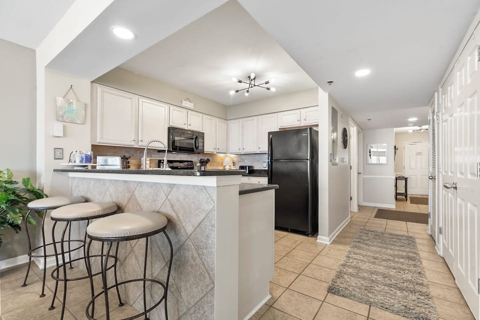 Modern Kitchen with Basic Starter Essentials and Bar Stool Seating