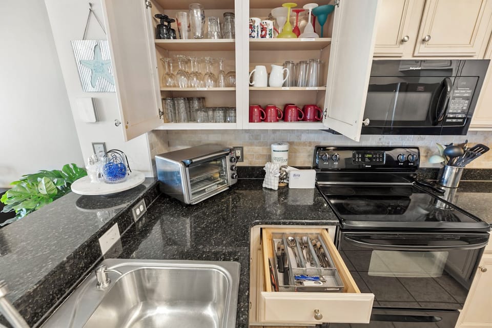 Modern Kitchen with Basic Starter Essentials and Bar Stool Seating