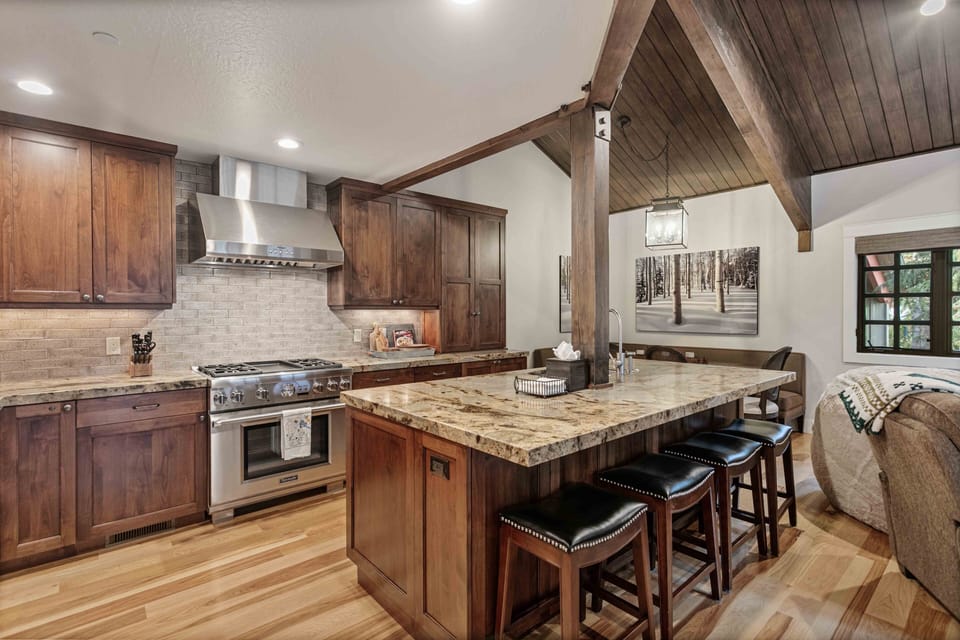 Indoors, Hardwood, Kitchen, Stained Wood, Kitchen Island