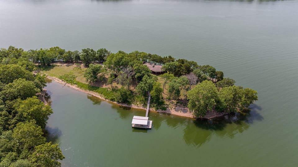 Aerial view of Island with dock