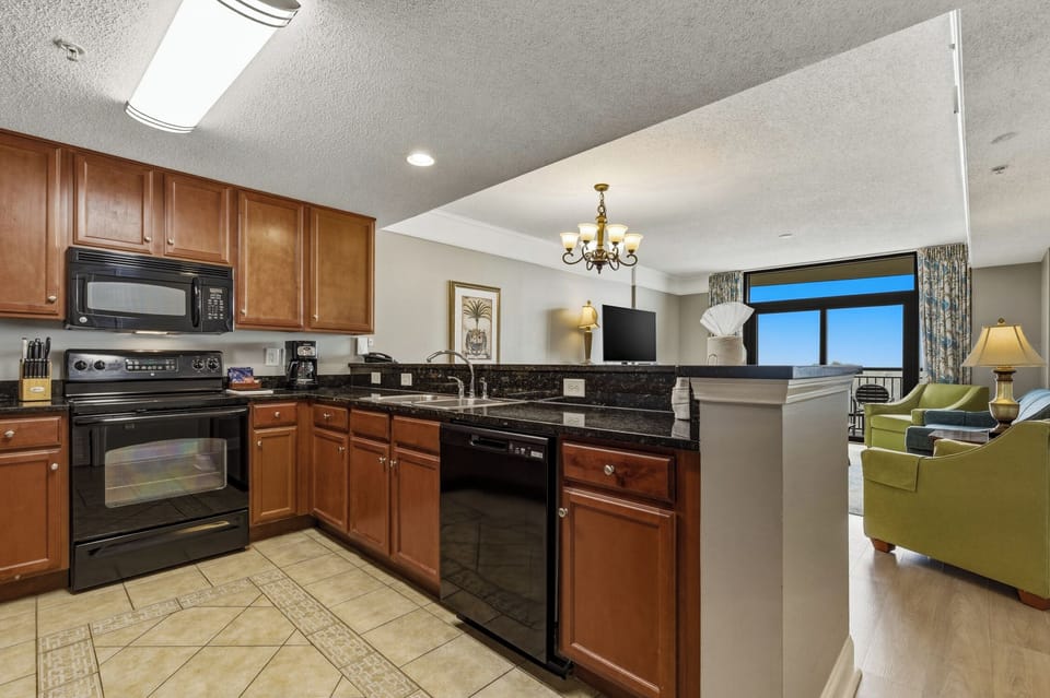 Kitchen looking out at the ocean view