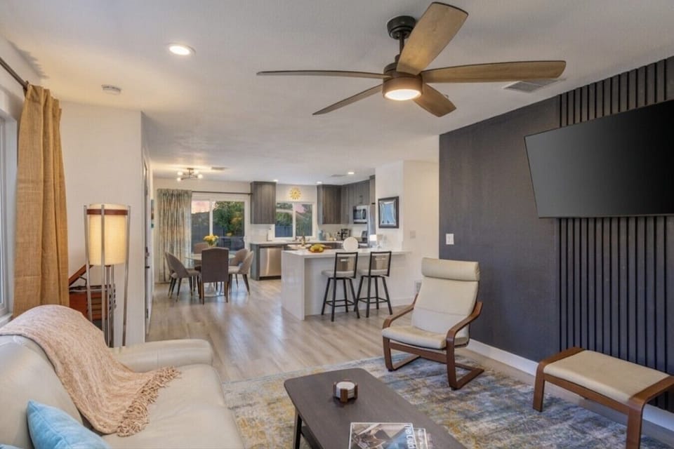 Comfortable living space with modern seating and natural light.