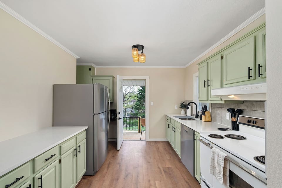 Cozy, aesthetic kitchen with easy outdoor access—cook up a storm while enjoying fresh air and sunshine! 🍳