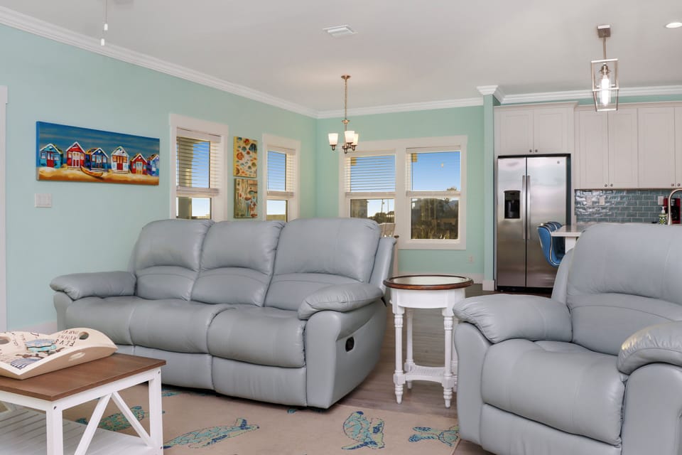 Living Room - Leather Reclining Sofa