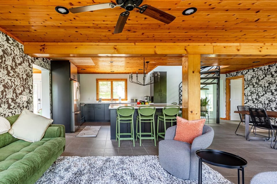 As you walk in, you will see the kitchen and seating area