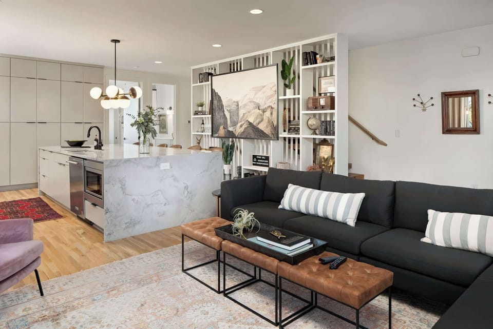 Welcome to your chic Nashville oasis! This stylish vacation home boasts an open layout ideal for groups, a gourmet kitchen, and plush seating. Enjoy Music City luxury with all the modern comforts for an unforgettable getaway!