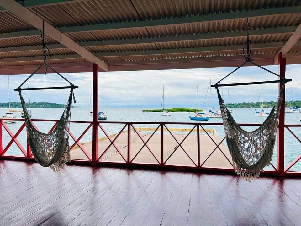 Upper shared balcony that overlooks the ocean