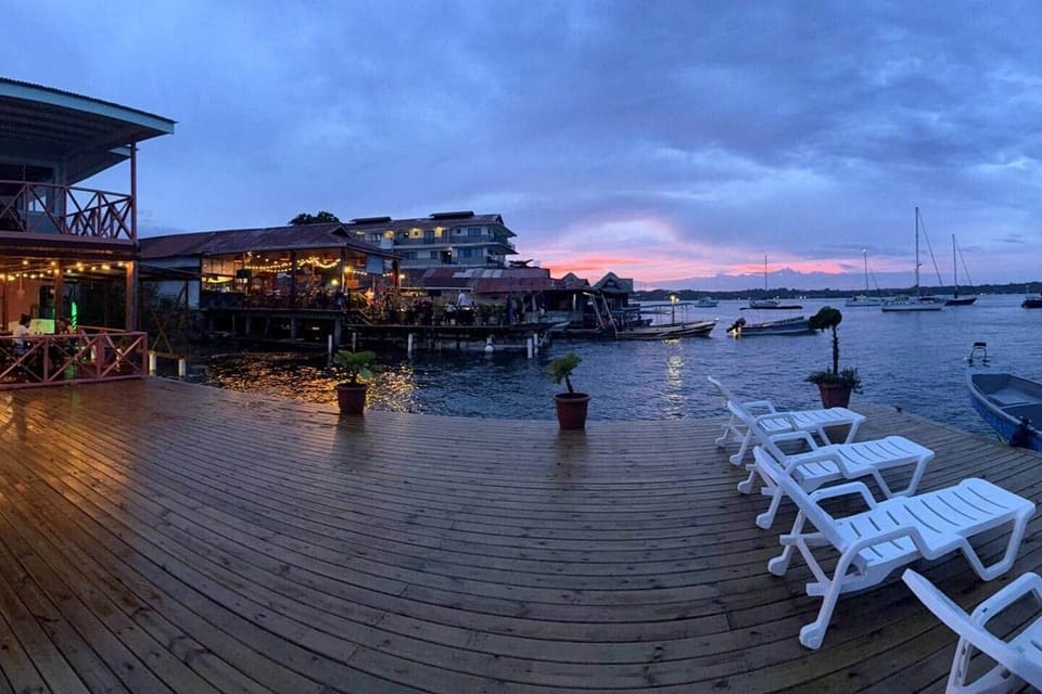 Beautiful view of sunset from our gathering space on the lower dock.
