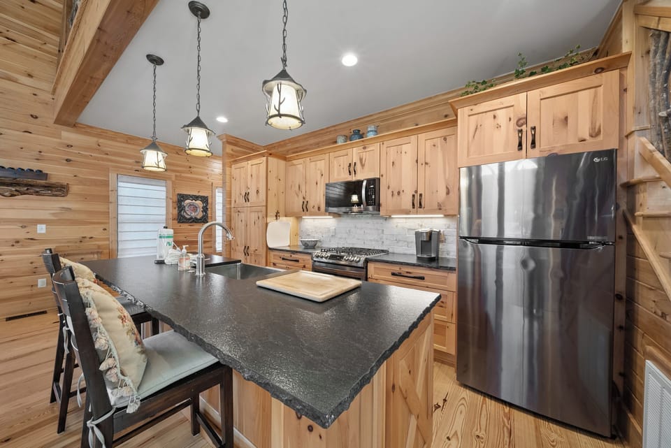 Beautiful Raw-Edge Granite Island