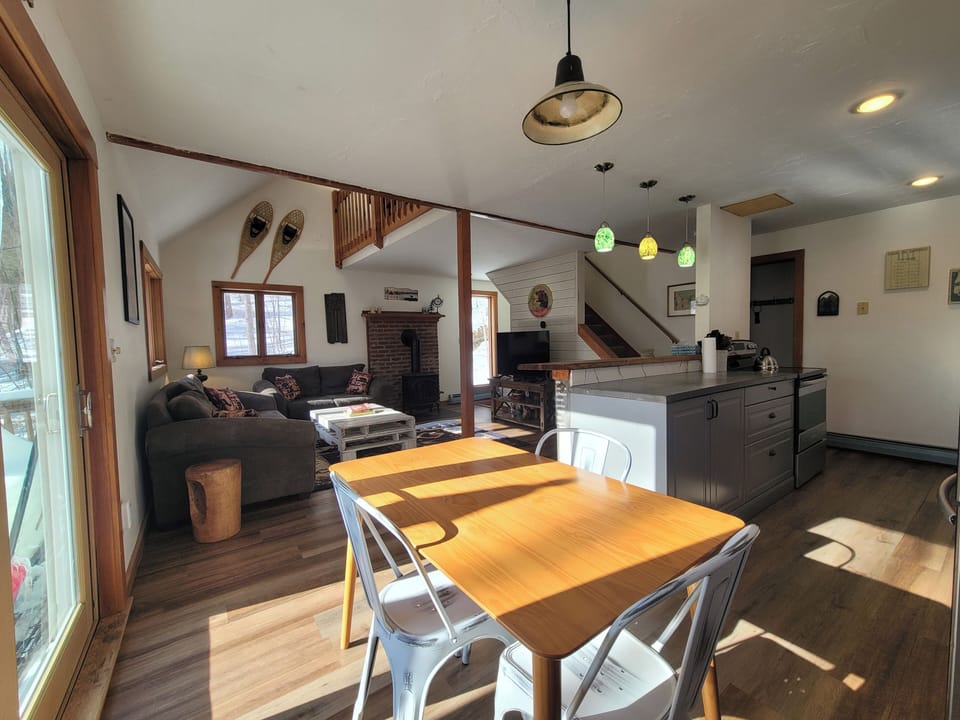 Open living and dining room