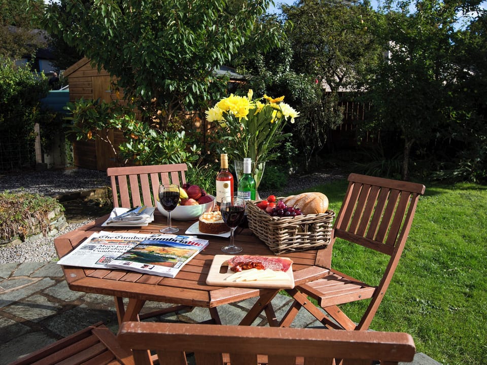 Sitting out area in garden | Elmcot, Keswick