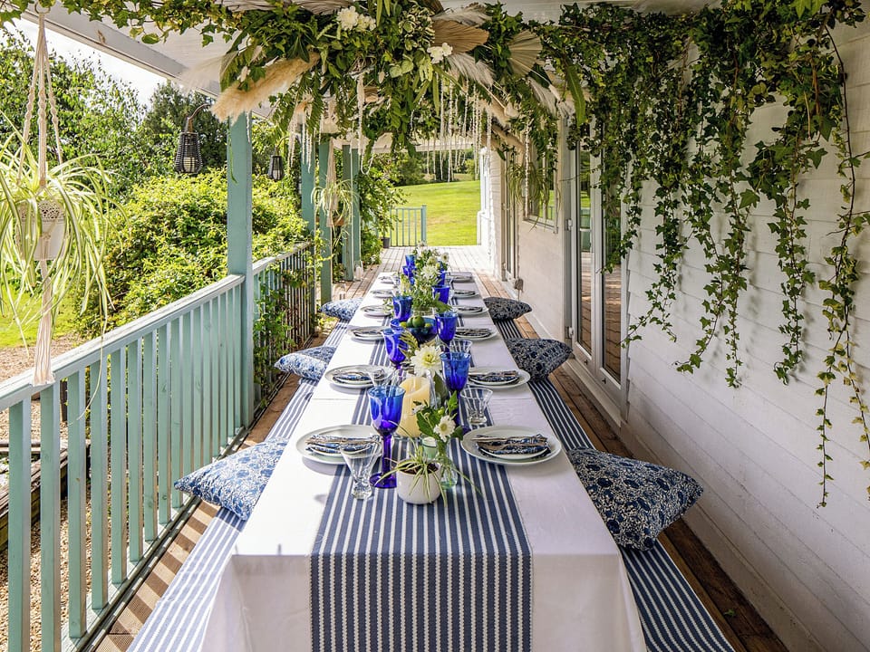 Sitting-out-area | The Lodge - Marshwood Manor Cottages, Bettiscombe, near Lyme Regis