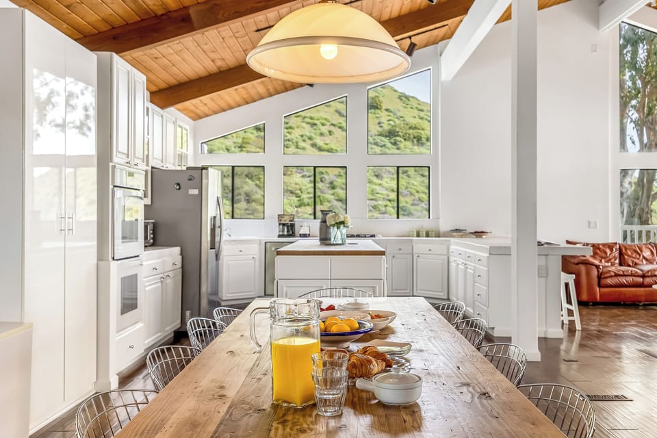 Enjoy stunning hillside views from the dining area.