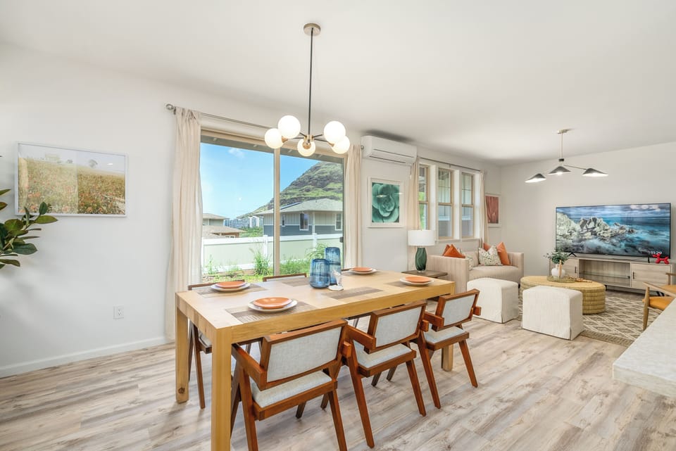 The open-concept layout of the entire space gives way to island living!