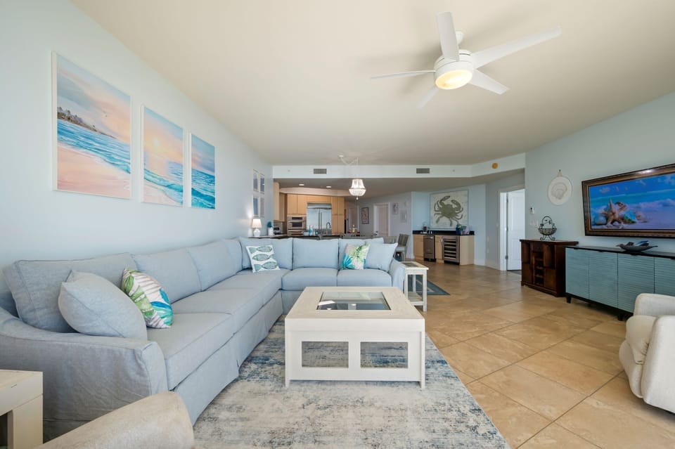 Large open concept living and dining