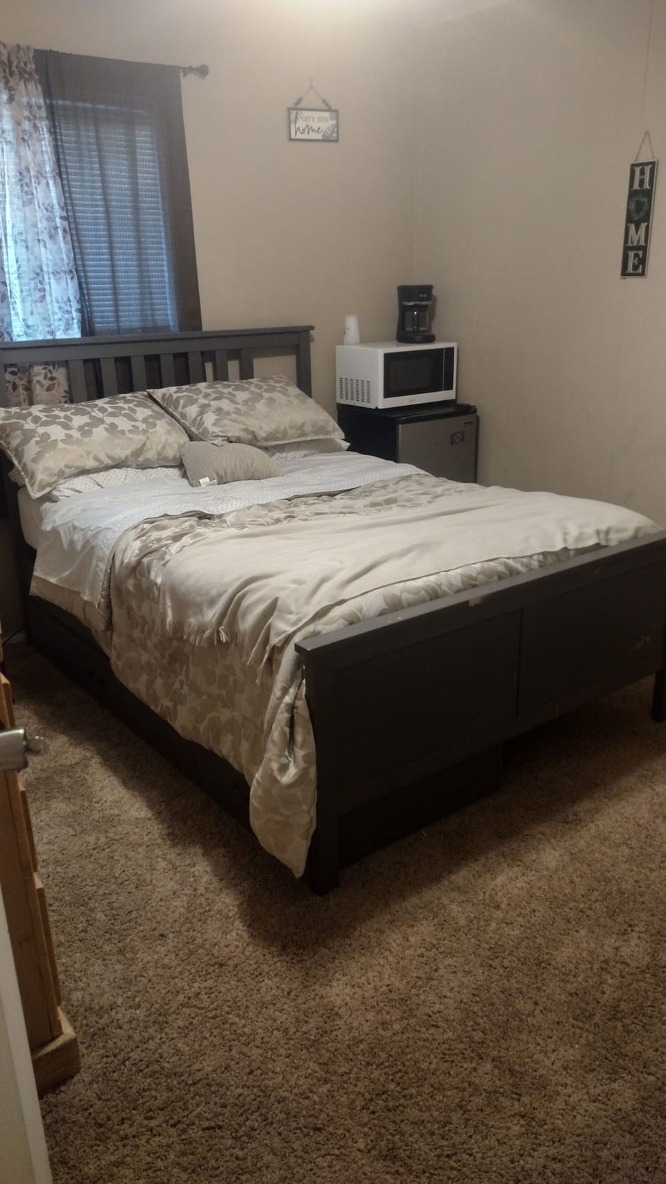 Personal TV, fridge, microwave and coffee maker in each room.