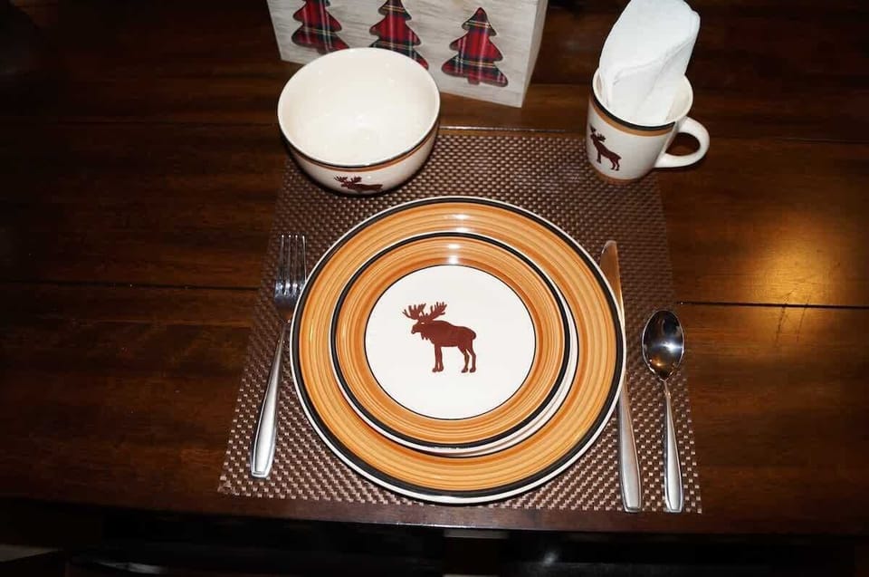 Moose and mountain theme throughout the cabin! Decorated nicely by my wife. Still adding things with each of our visits. 