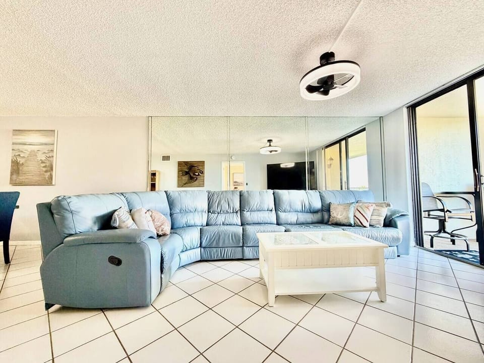 Spacious, comfortable living area designed for extended beach living and longer stays