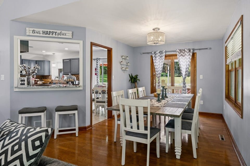 Dining Area | Seating for 6 | Pass-Through Kitchen Window & Backyard Access