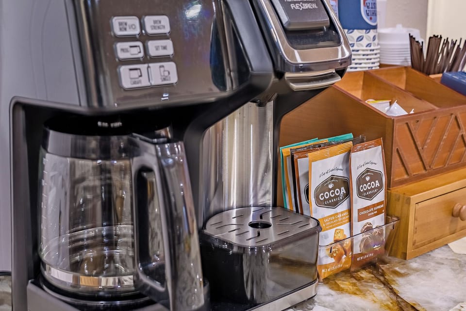 Coffee/Tea station with hot chocolate. 