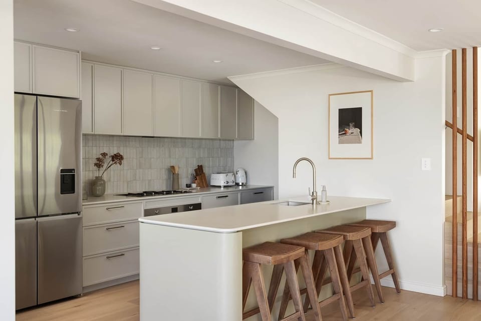 Kitchen with walk in pantry around to the right